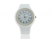 Sunflower Rounded Stainless Steel Kids' Women's Electronic Wrist Watch (White) M.