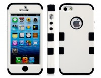 3-in-1 Color Contrast Protective Case for iPhone 5 (White & Black)