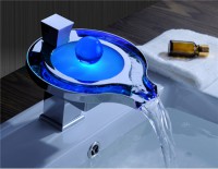 Single Handle LED Color Changing Waterfall Bathroom Sink Faucet